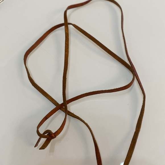 Blue Pendant Necklace with Brown Cord - Picture 5 of 6